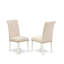 L'ensemble de 3 tables de salle à manger modernes comprend une table ronde en bois avec Dropleaf et 2 chaises de salle à manger Parson en tissu beige clair, 42 x 42 pouces, blanc lin-1577809598-1577817842-1577809599