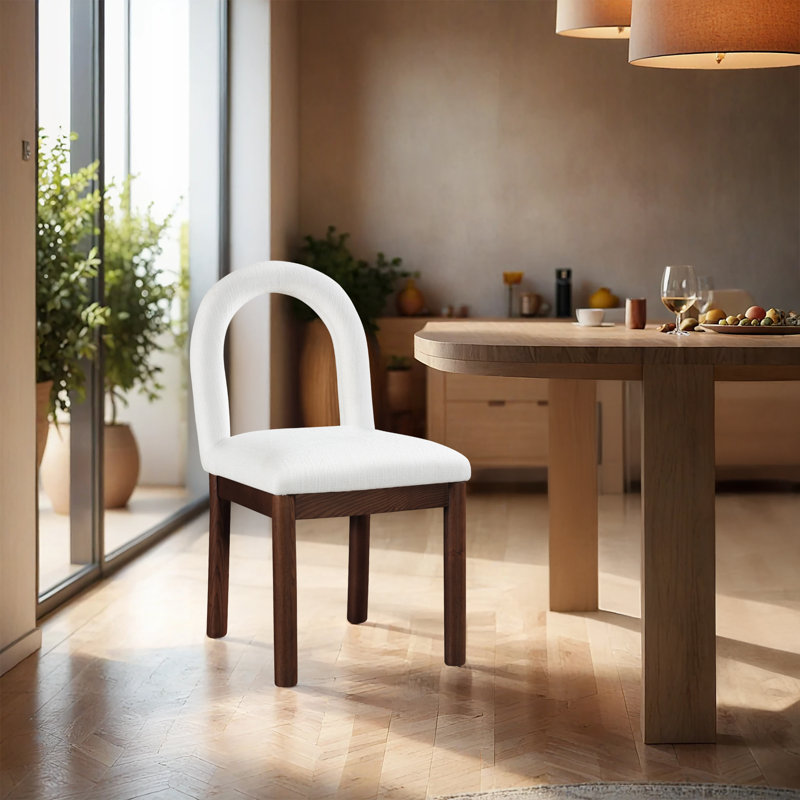 Chaise Macleod, Tissu crème texturé en lin, Brun