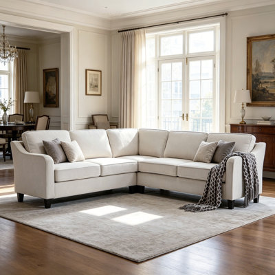93" Wide 3-Piece Classic And Upholstered Soft Fabric Corner Sectional