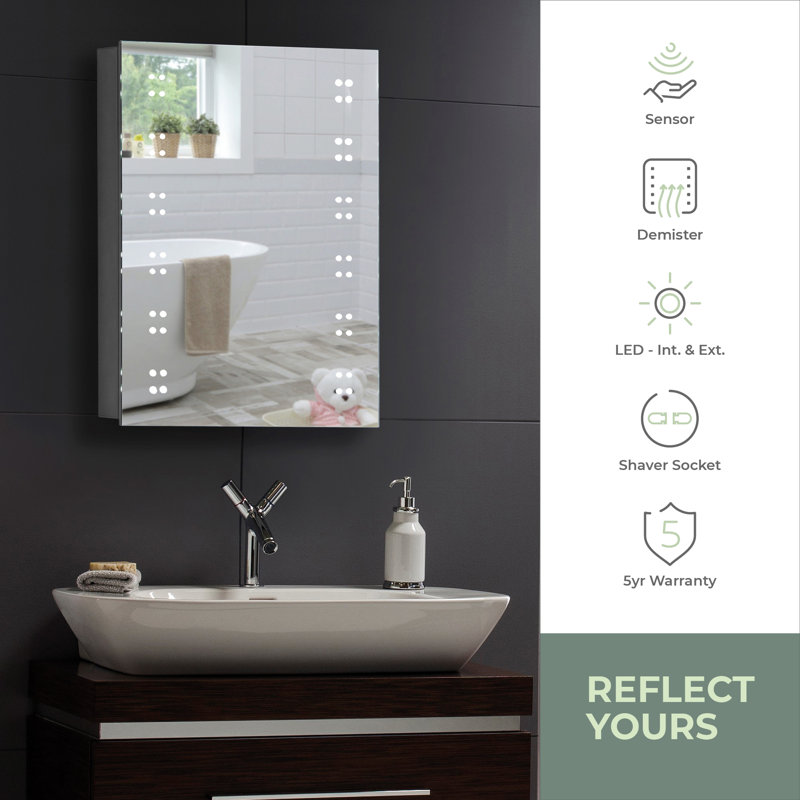 Segars 500mm W 700mm H Surface Frameless Medicine Cabinet Mirror 2 Adjustable