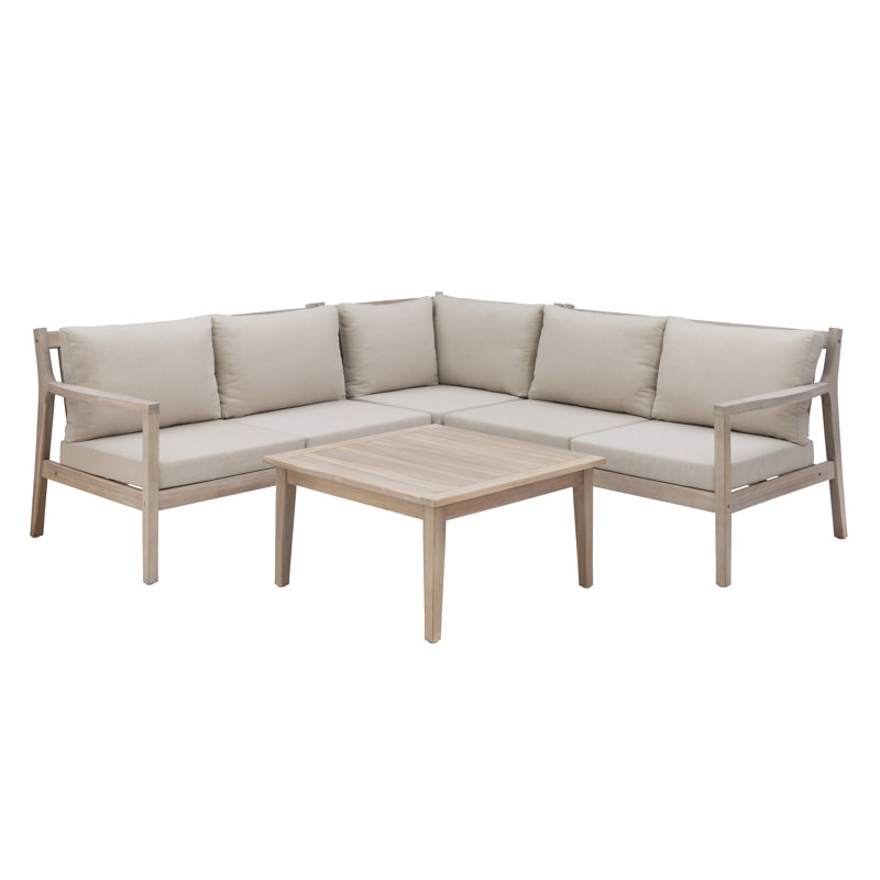 Amina 54" Wide Symmetrical Sectional Seating Group, Beige Performance Olefin