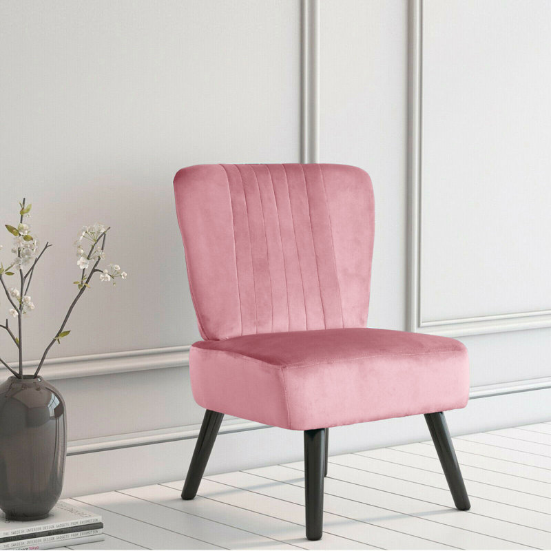 Caveney Upholstered Slipper Chair, Pink