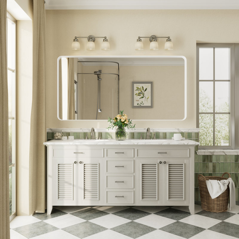 Miroir mural Aevar, 60 po x 30 po, Blanc mat