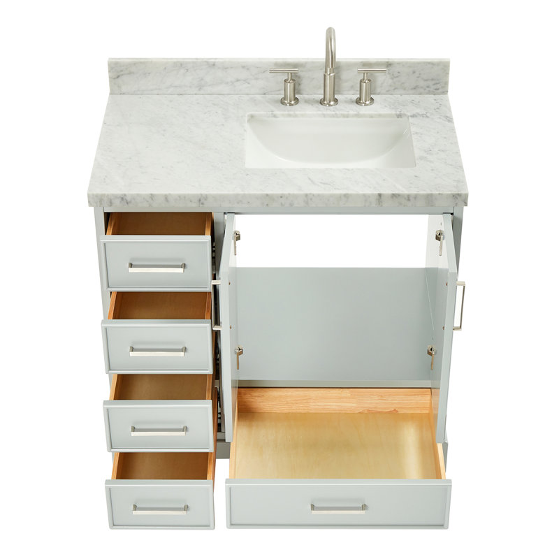 Meuble-lavabo simple avec plateau Abshire 37, Gris