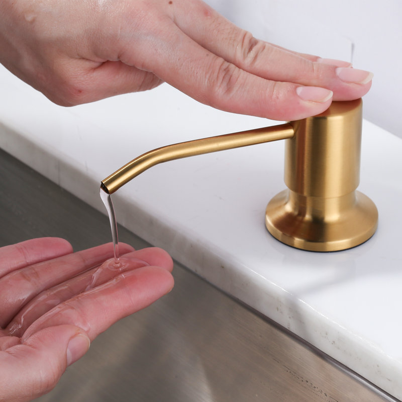 Soap Dispenser For Kitchen Sink In Polished Chrome, Titanium Gold
