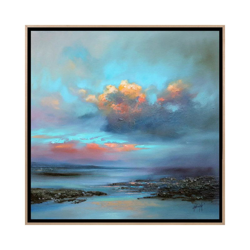 Hebridean Light I by Scott Naismith - Painting on Canvas, 45.72cm H x 45.72cm W x 3.81cm D, Oak Floater Framed