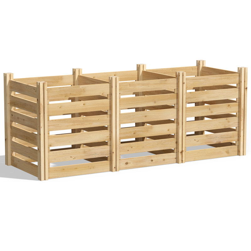 Composteur stationnaire d'extérieur en bois, H 31 po x l 72 po x P 24 po