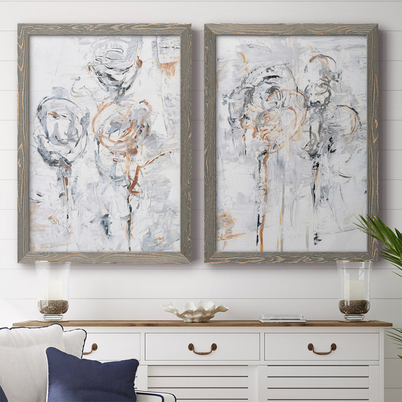 «Spring Wildflowers I», reproduction de photo sur toile 2 pièces, H 27,5 po x l 75 po x P 1,5 po, gris