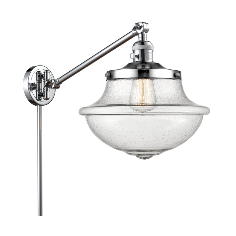 Bras articulé à intensité variable à 1 lumière Theresa, Ampoule incandescente rétro de 60 watts, Grainé, Chrome poli