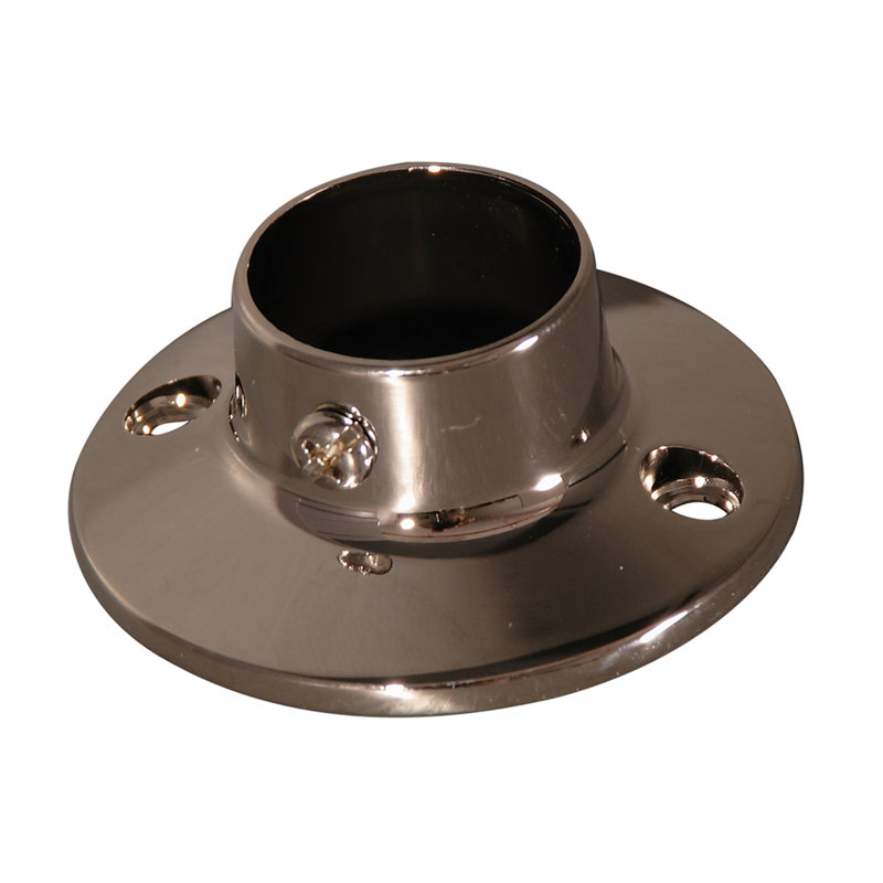 Bride ronde pour barre de douche, Nickel poli