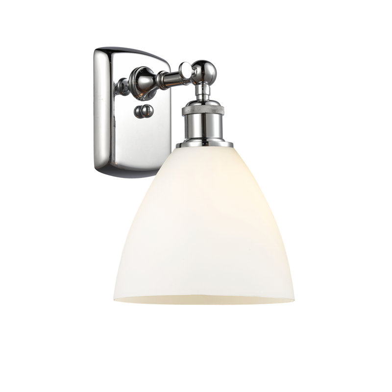 Shauna Armed Sconce, Matte White, Incandescent, Polished Chrome