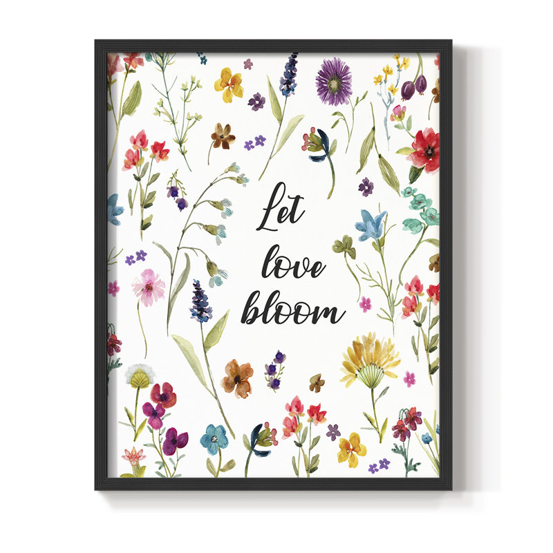 Let Love Bloom, reproduction encadrée - bois massif, H 11 po x l 9 po, Noir, noir, noir, noir