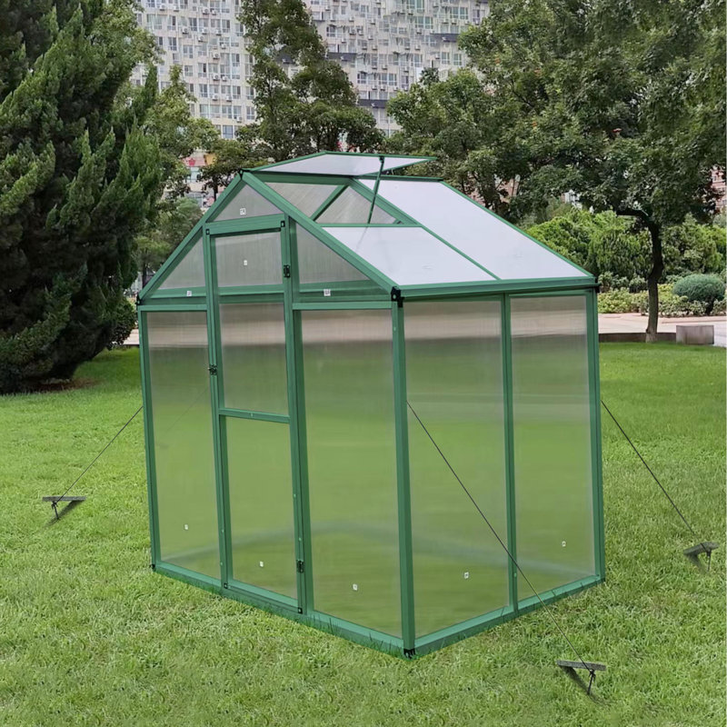 Serre en polycarbonate de 6 pi x 4 pi - Fabrication en aluminium résistante au vent et aux intempéries, avec espace de rangement spacieux et pratique