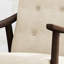 Chaise de style Mid-Century moderne avec revêtement beige et structure d'appoint brun