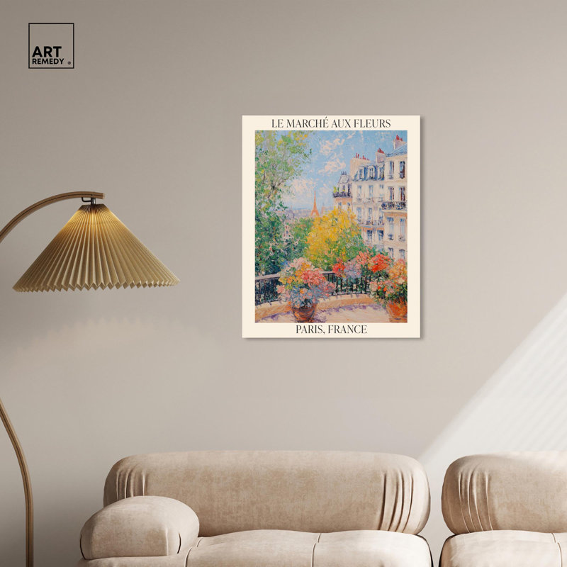 Affiche inspirée «Le Marché aux Fleurs Monet» par Art Remedy, H 30 po x l 24 po, Toile tendue