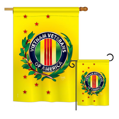 Ensemble de 2 drapeaux verticaux décoratifs en polyester à 2 côtés vietnam american