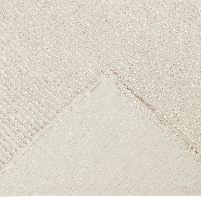 Ensemble de couvre-lit 100% coton touffeté Jullian Collection, couvre-lit à rayures classique avec taies décoratives assorties, certifié OEKO-TEX, doux, respirant, lavable à la machine, toutes saisons, ivoire