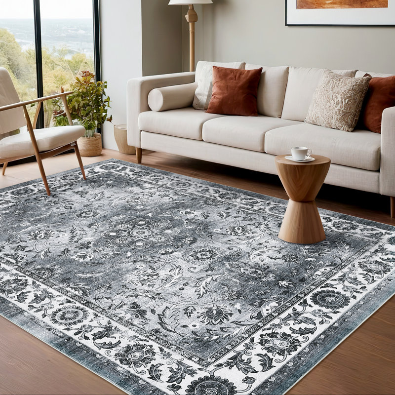 Tapis lavable 5 po x 7 pi avec motif TPR pour le salon, la chambre à coucher et le vestibule