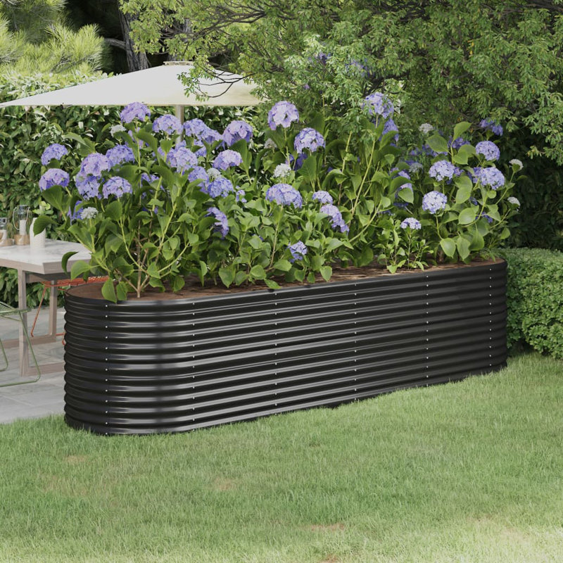 Garden Raised Bed Powder-coated Steel, 26.77" H x 116.54" W x 31.50" D, Antharacite