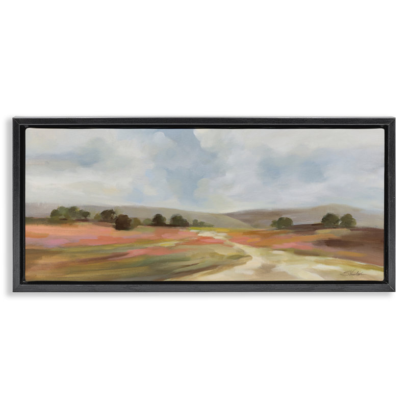 Cadre flottant Scenic Wide Fields, design par Silvia Vassileva, H 14 po x l 31 po, Cadre flottant noir de jais