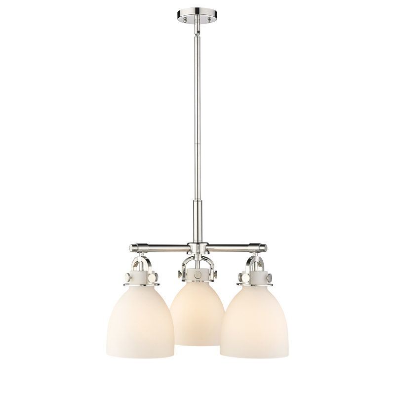 Luminaire suspendu sur tige 7 lumières Sloatsburg, Blanc mat, Nickel poli