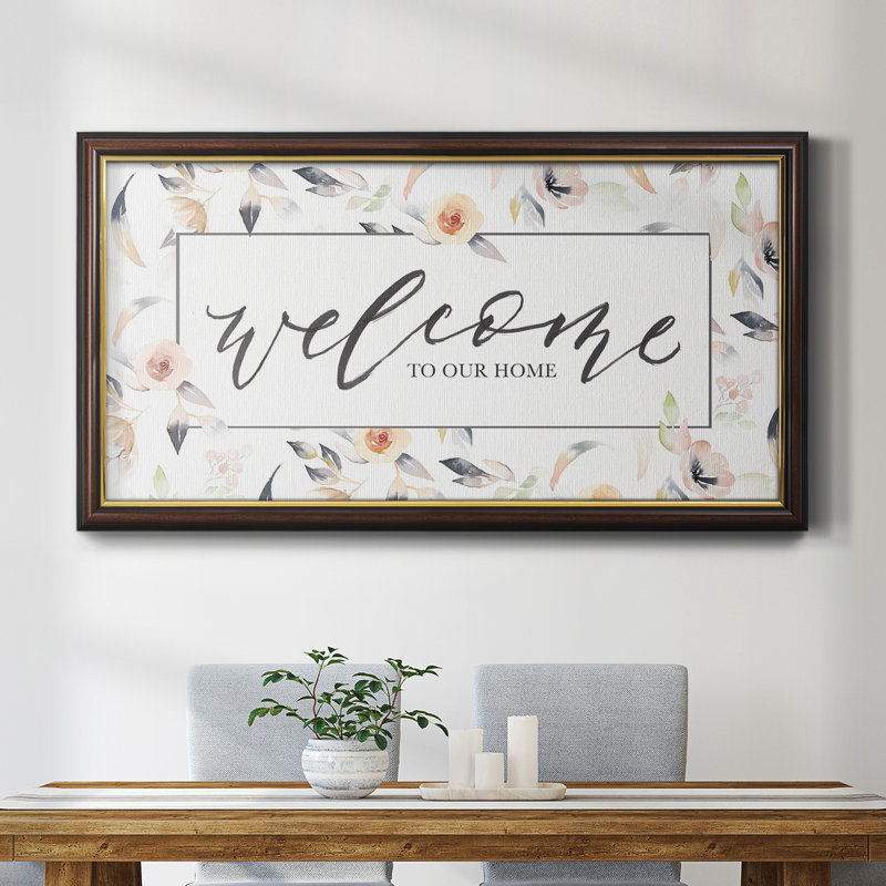 Welcome To Our Home - Cadre photo unique, art textuel sur toile, H 25 po x l 45 po x P 1 po
