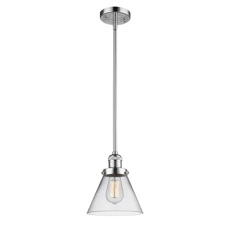 Luminaire suspendu conique à 1 lumière Mosley, Ampoule DEL 6 watts Vinage, Transparent, Or satiné