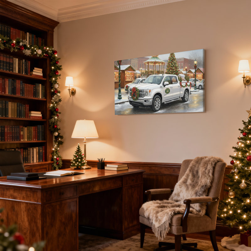 Impression de scène de Noël camion de Noël, H 16 po x l 24 po