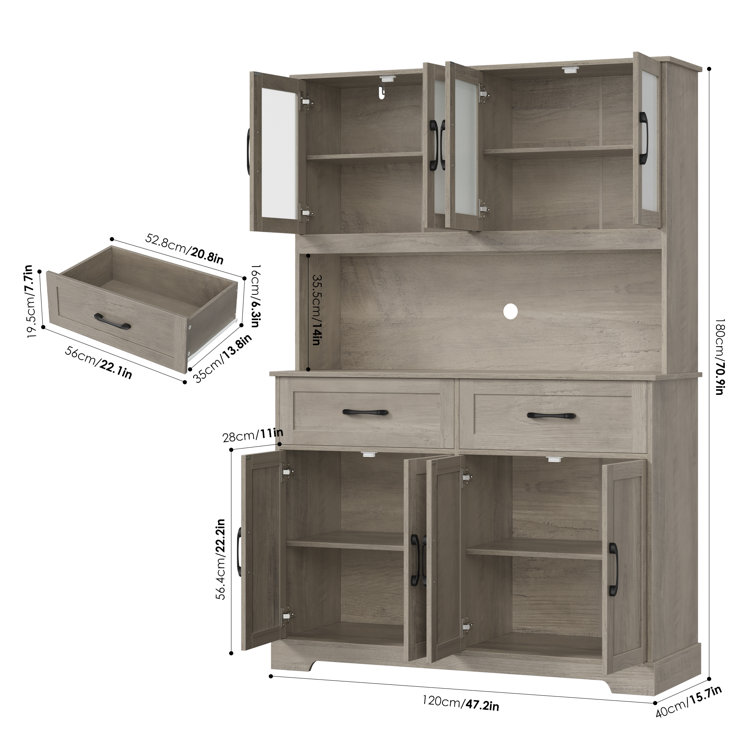 70.9" Kitchen Pantry With Microwave Shelf