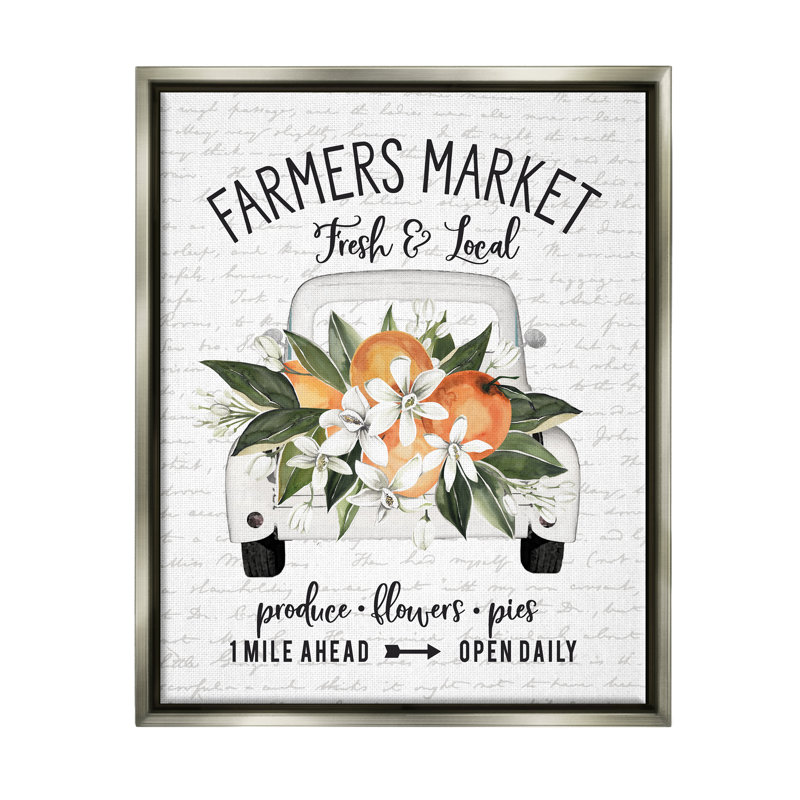 " Farmers Market Orange Blossom Truckload Rustic Sign " by Lettered And Lined, 31" H x 25" W x 1.7" D