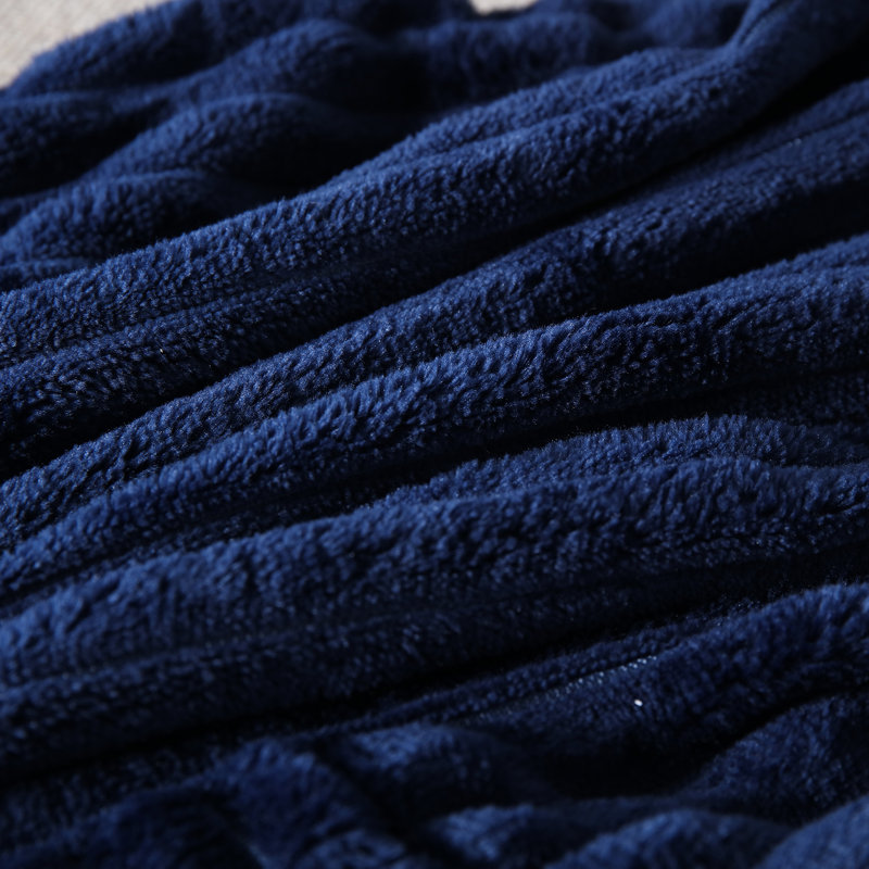 Housse de coussin carré en velours côtelé, Bleu marine, H 18 po x l 18 po