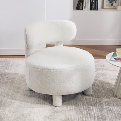 Chaise d'appoint Teddy en tissu sans accoudoirs avec dossier incurvé et pieds en bois massif