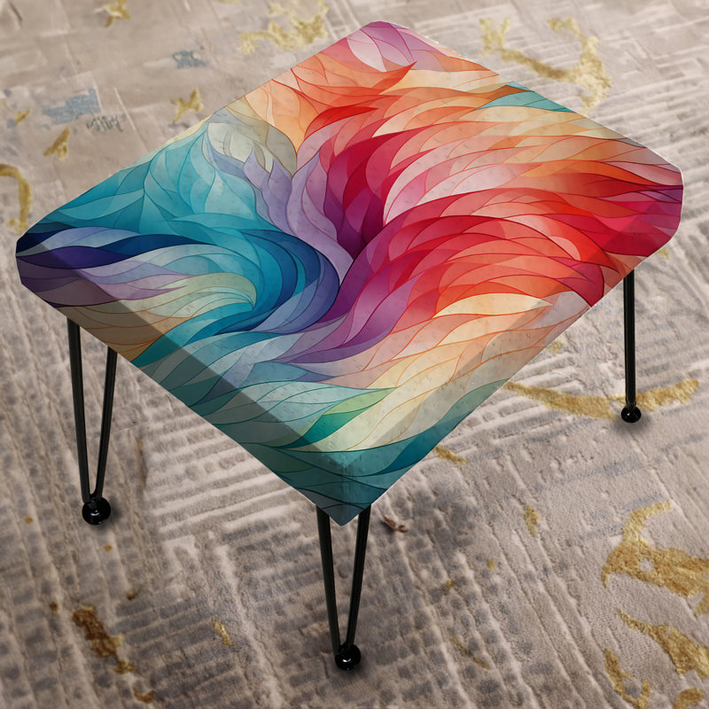 Colorful Watercolor In Motion - Geometric Rectangle Ottoman