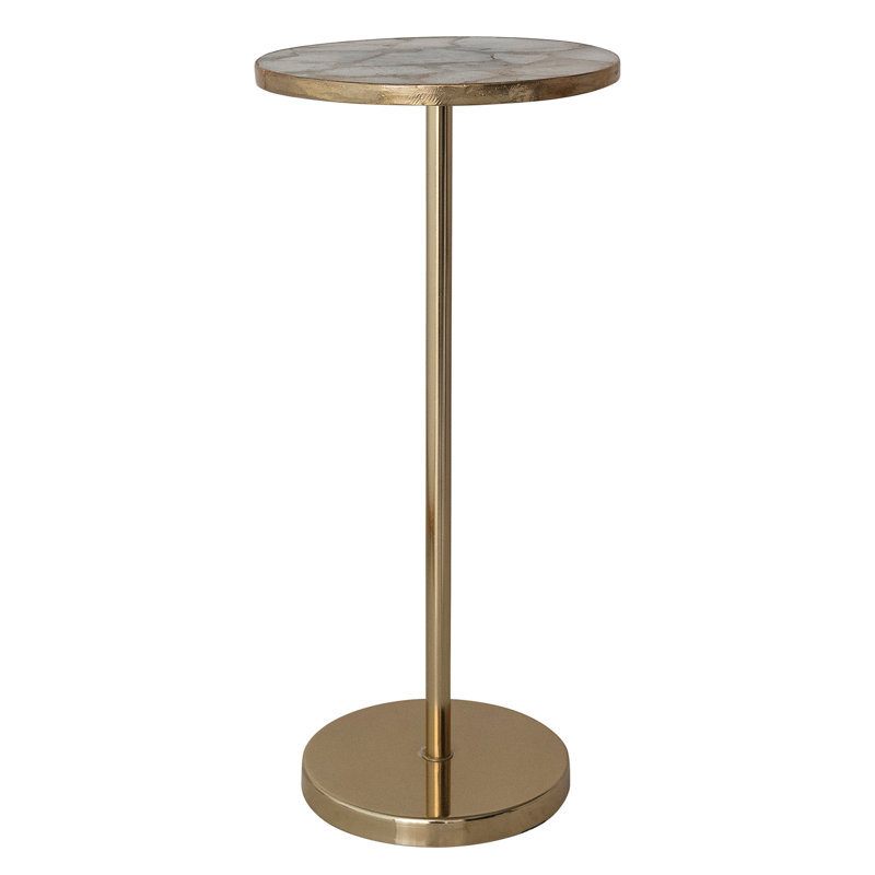 Table ronde martini en métal avec plateau en agate