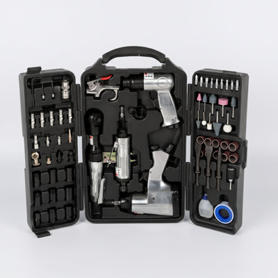 71-Piece Pneumatic Tool & Accessory Set, Includes Impact Wrench, Air Ratchet, Die Grinder, Air Hammer, Hose Connectors and Portable Storage Case