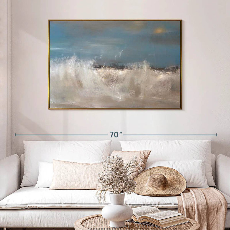 Wild Sea Waves, 46" X 31", Floating Frame Gold