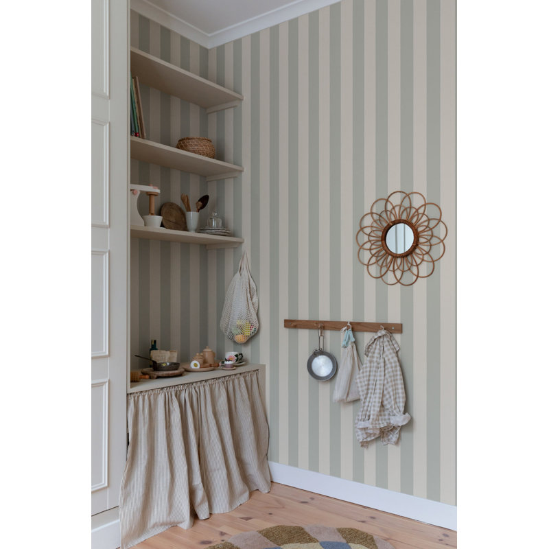 Villa Dalaro 2 Striped Wallpaper Roll, Sage Green