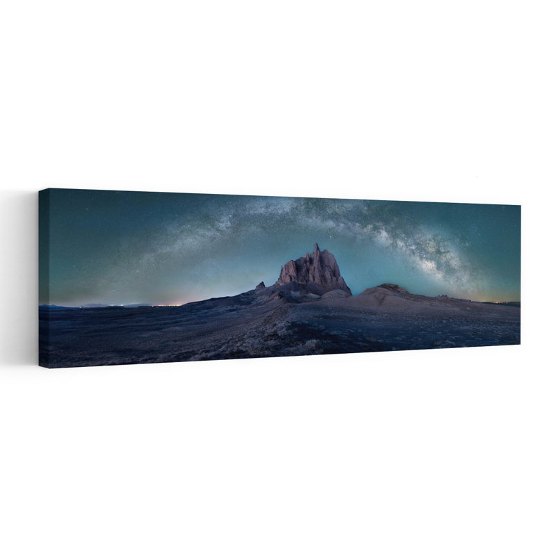 «Milky Way Desert Mountain Tranquil Abstract Contemporary Mountain», art mural, H 12 po x l 36 po