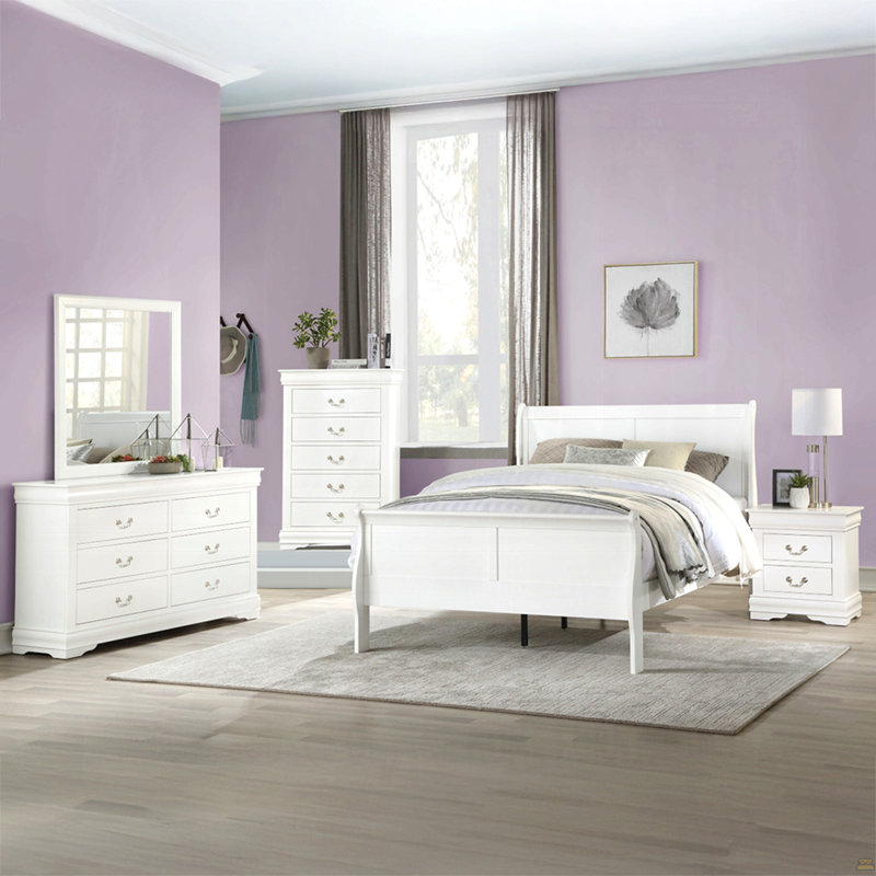 1Pc 2-Drawers Nightstand Wooden Bedroom Furniture, White