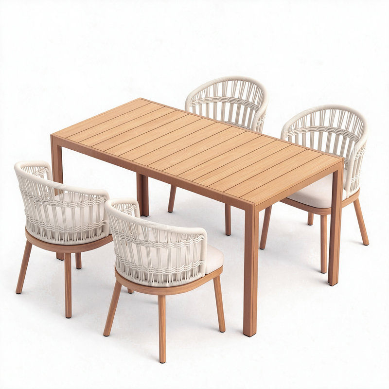 Ensemble repas extérieur pour 4 personnes avec coussins 4 personnes