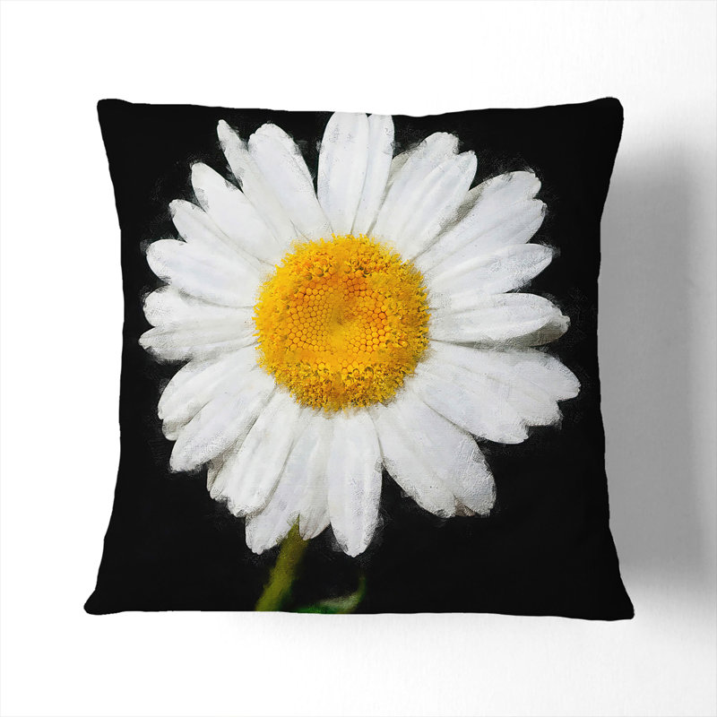 White Daisy Vol.6 Scatter Cushion, 55cm H x 55cm W x 20cm D, Black