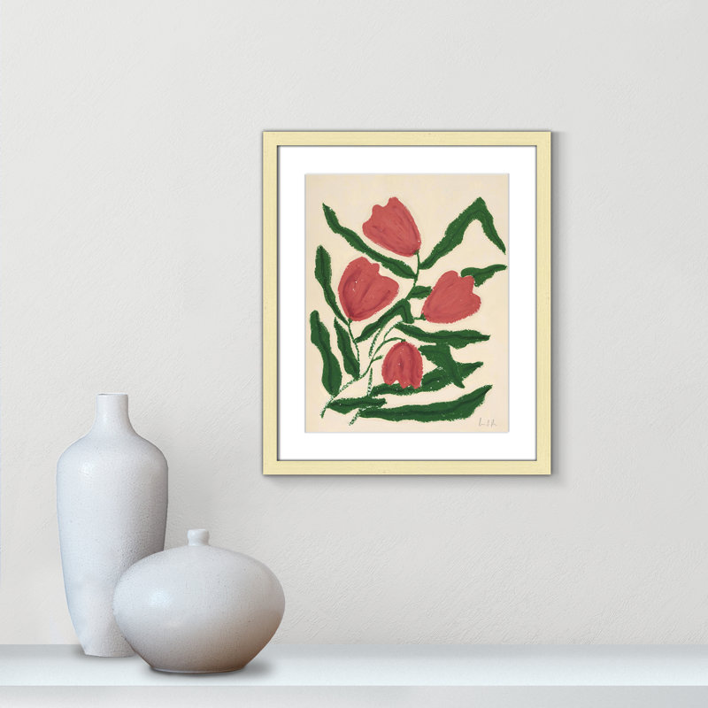 « Tulipes rouges » Estampe de Camilla Bergqvist, H 19 po x l 16 po x P 1,25 po