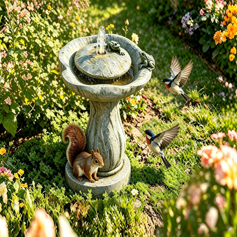 Fontaine d'extérieur 24 po avec lumières à DEL et piédestal