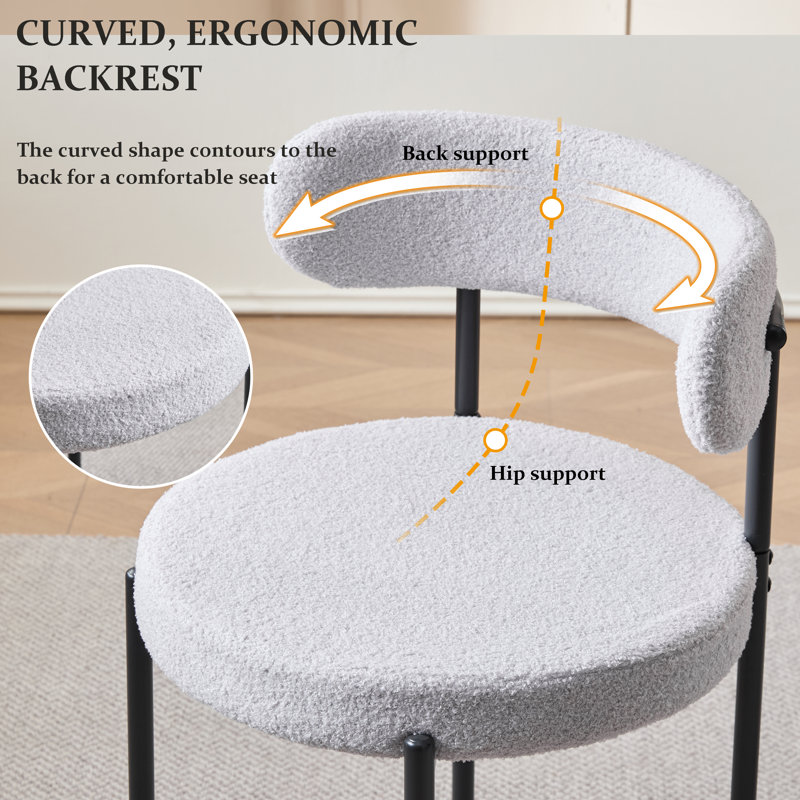 50cm H Teddy Upholstered Metal Side Chair, Gray, 4