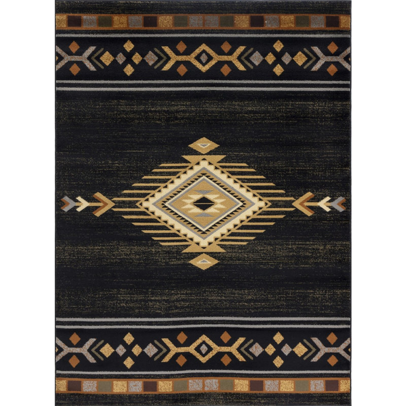 Tribes GC_YLS4001 Black 2 Ft. X 3 Ft. Southwest Area Rug