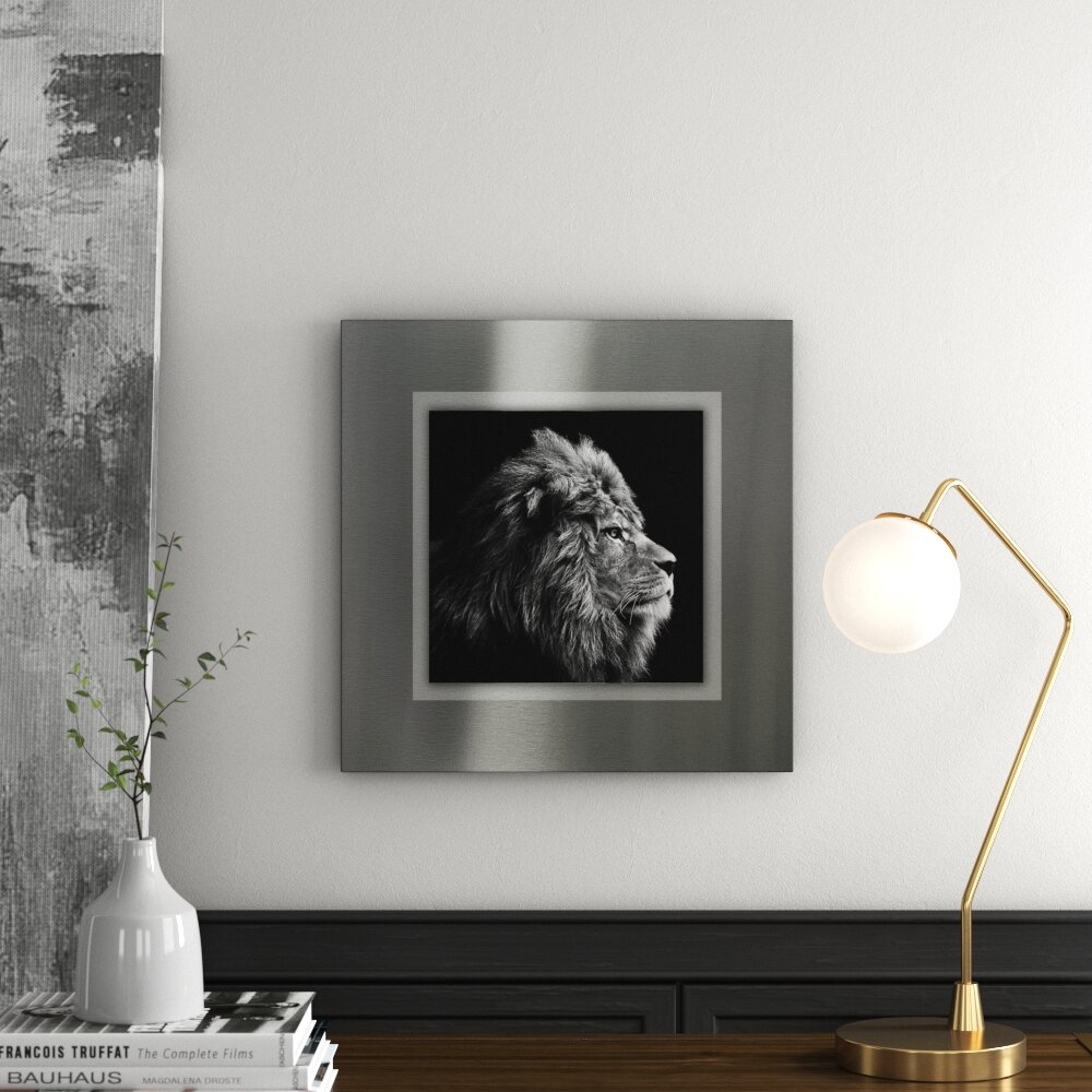 Gerahmtes Metallbild Lion Head