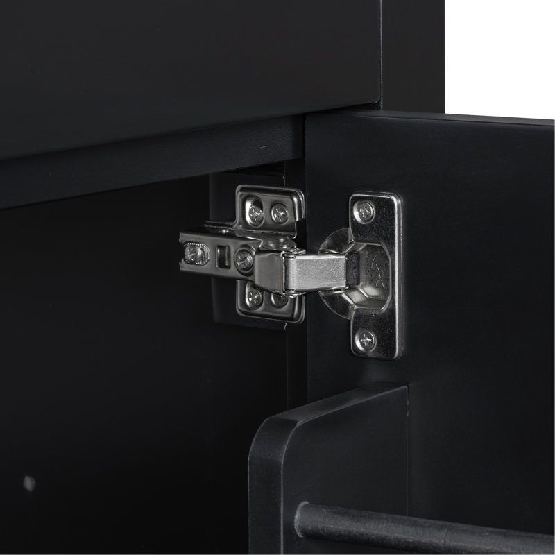 Meuble-lavabo double 60 po, lavabos en céramique, tablette réglable, charnières à fermeture en douceur, tiroir rabattable