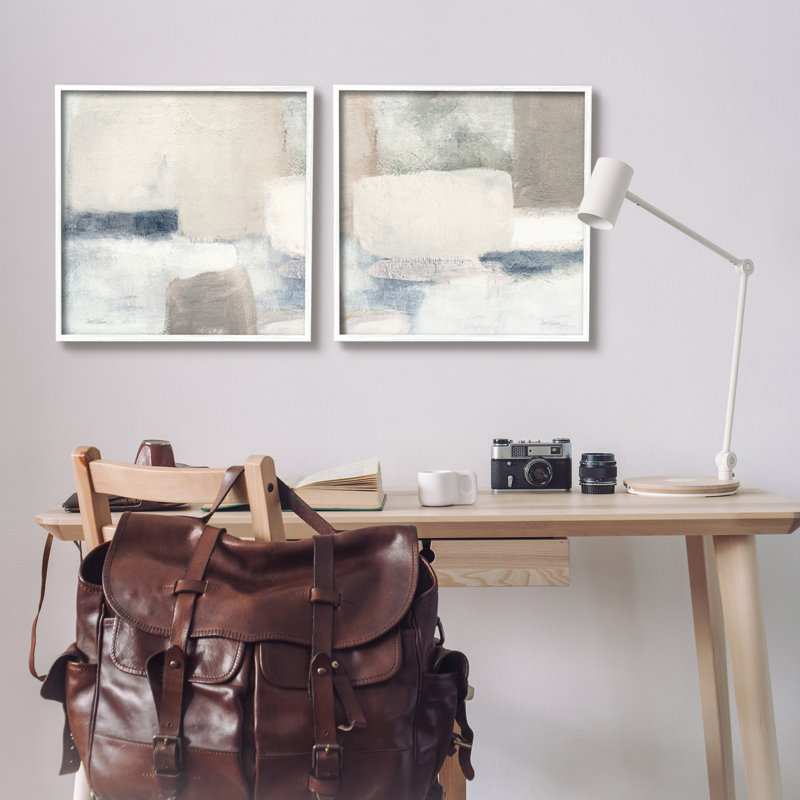 «Beige Modern Collage Shapes», ensemble de 2 giclées encadrées par Carol Robinson, H 24 po x l 48 po x P 1,5 po