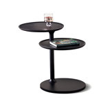 Walnut Wood Round 2 Tier End Side Table With Rotable Function