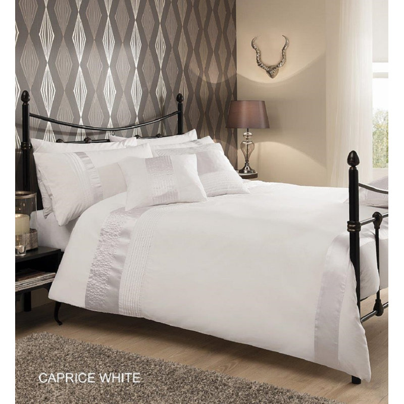 Solid Colour Duvet Cover Set with Pillowcases, Double - 2 Standard Pillowcases, White